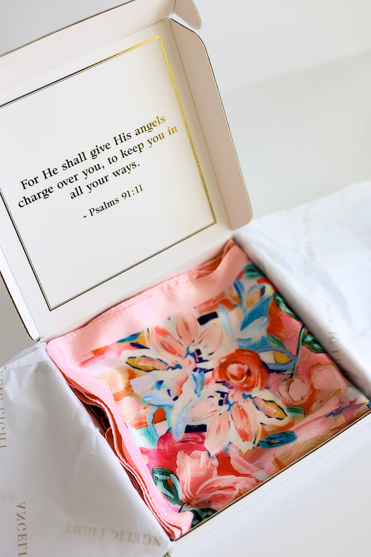 Vibrant Floral Printed Square Silky Satin Bandana Scarf