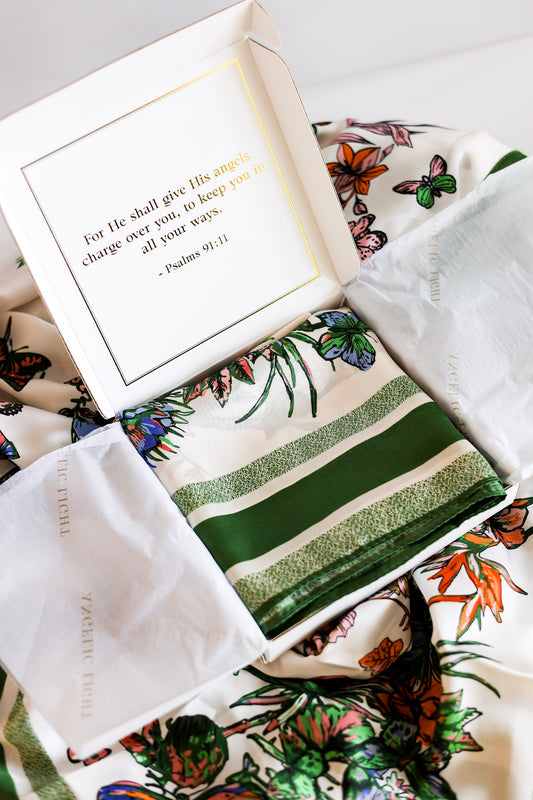 Flower Printed Silky Satin Scarf Shawl