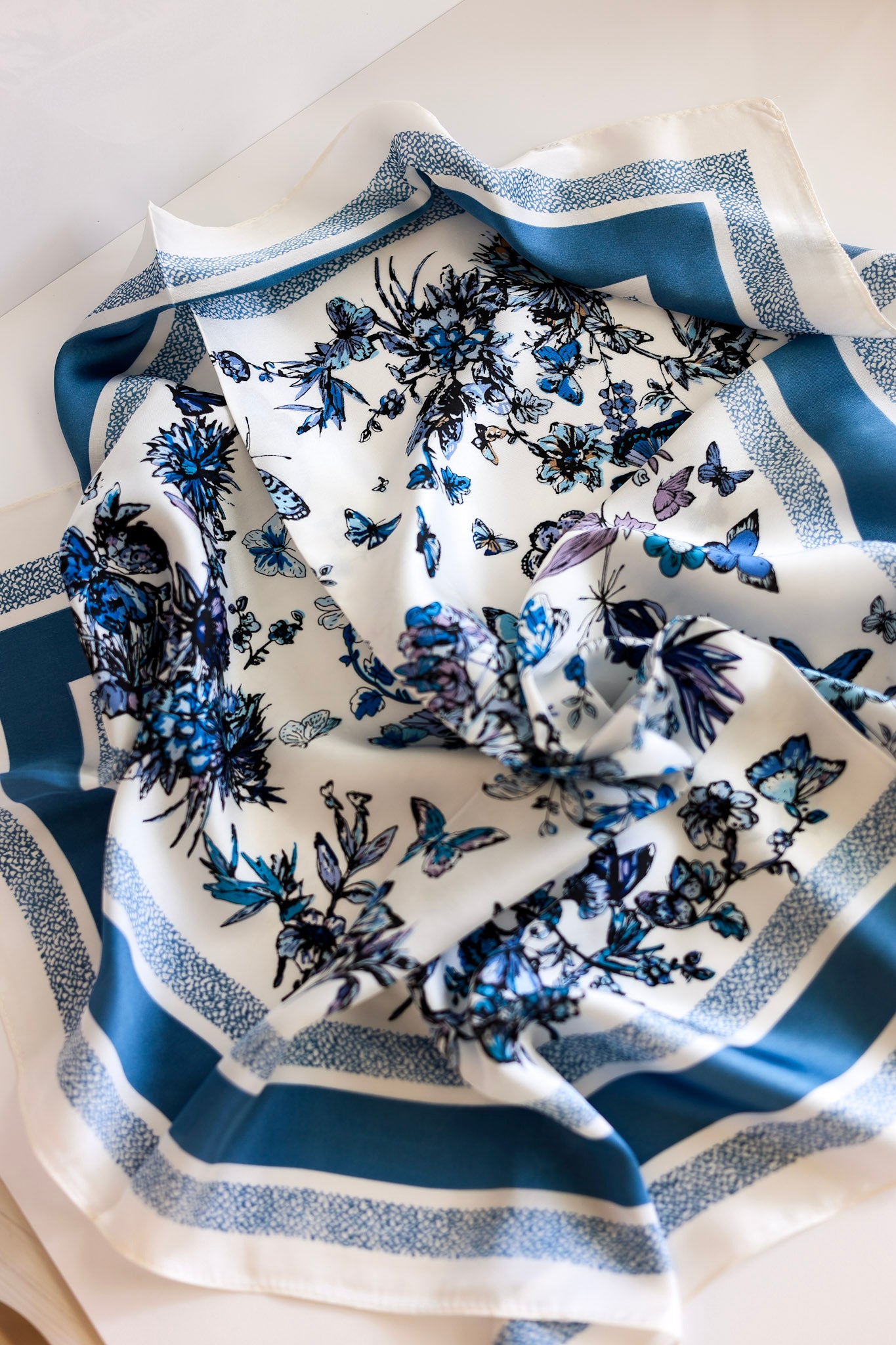 Blue Floral Scarf