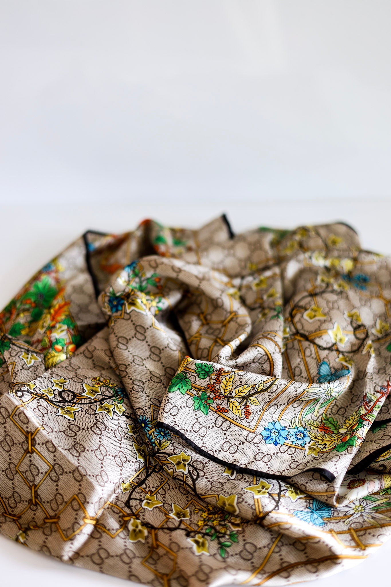 Floral Print Printed
Oblong Silky Satin Scarf Shawl